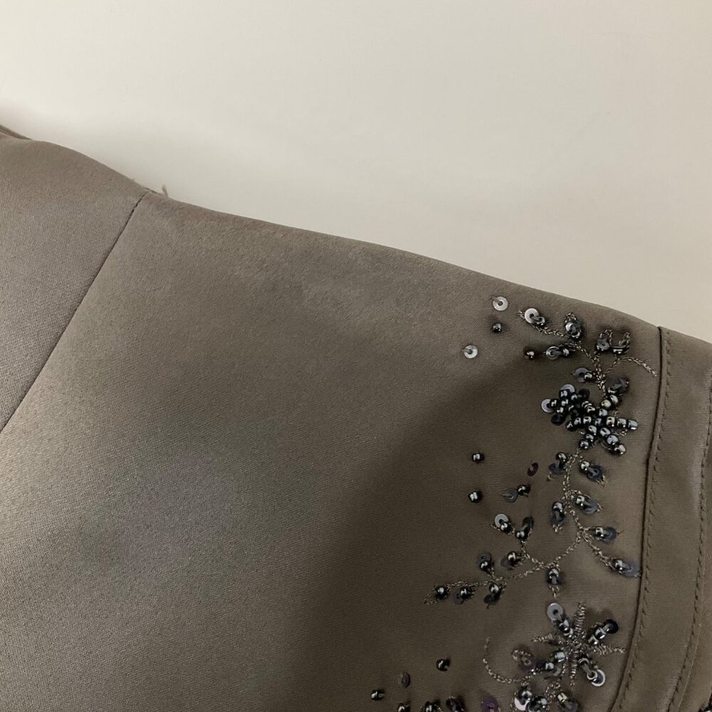 New Image Two-Piece Gray Corset Sweep Train Silk Womens Sz 10 Formal Dress Prom - Picture 14 of 16